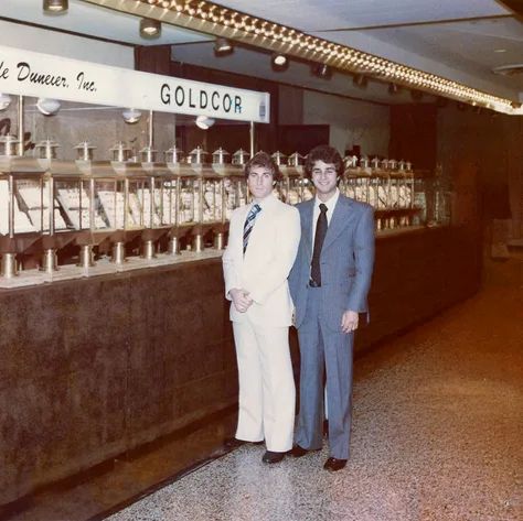 Dana and Marc Duneier at the Goldcor jewelry counter, 1973